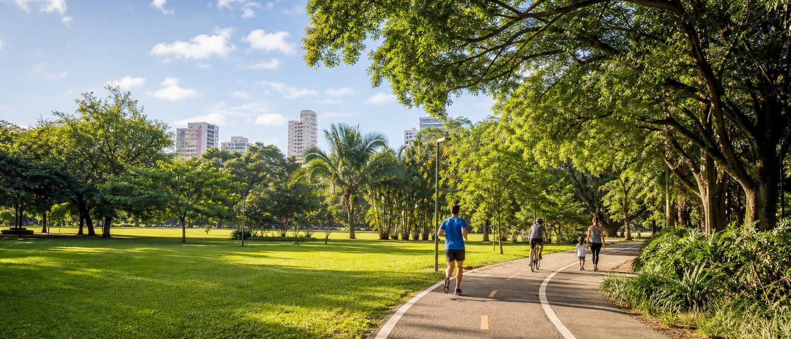Ciclovia e gramado do Parque Ibirapuera