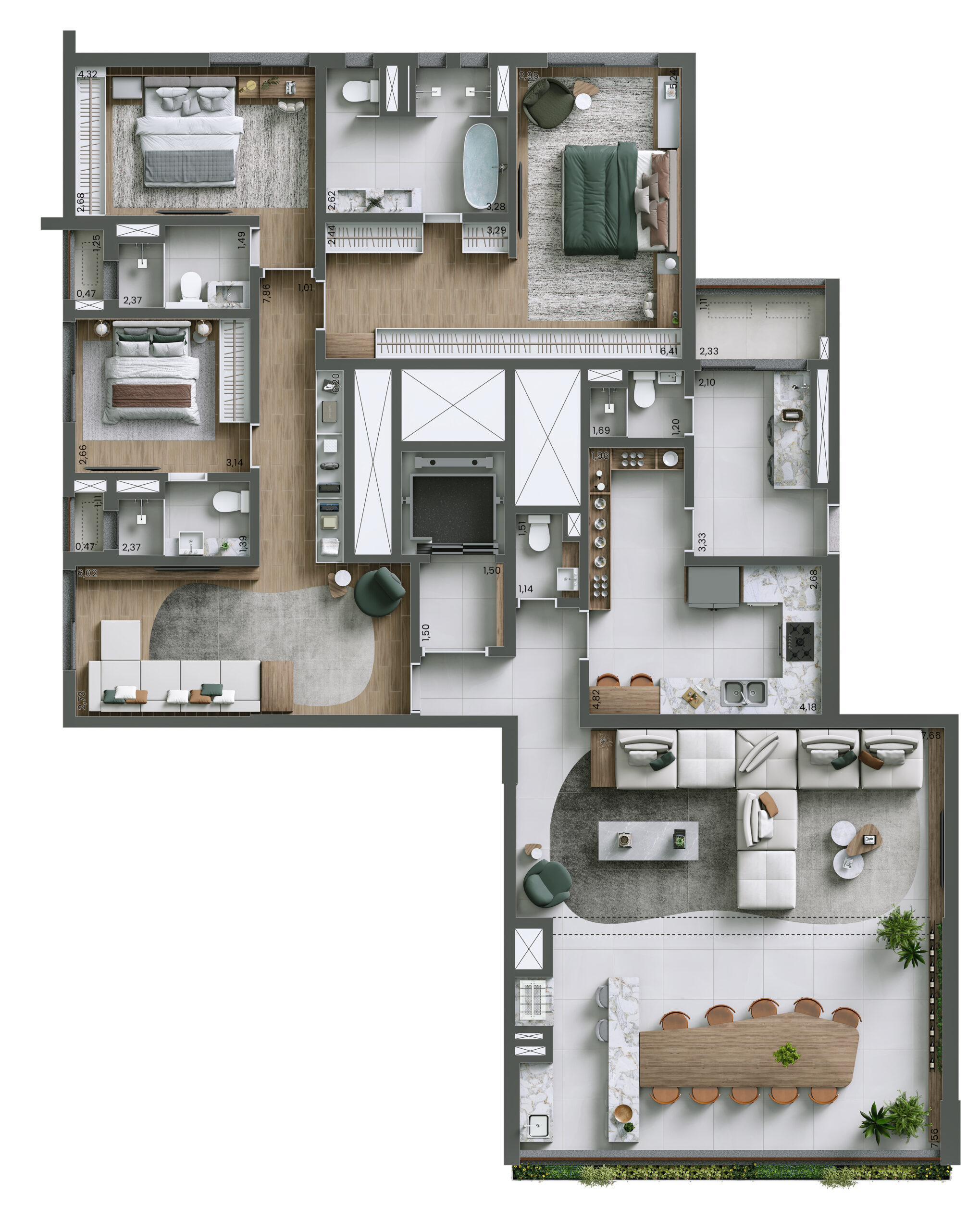 PLANTA OPÇÃO - 208m² - 4 DORMITÓRIOS