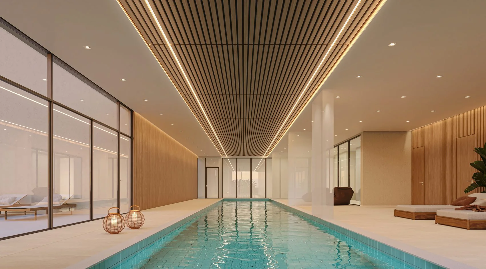 Piscina coberta com raia do Linn Vila Mariana (perspectiva ilustrada)
